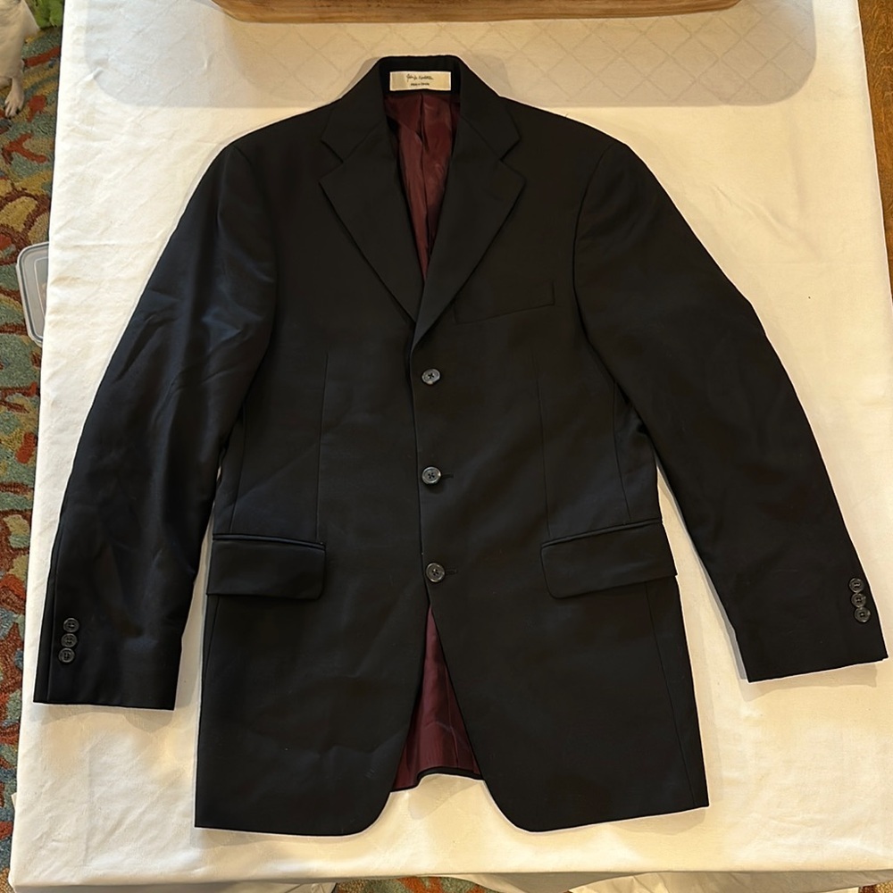 John W. Nordstrom men’s 100% Wool blazer‎ suit jacket topcoat black size 36R EUC